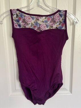 2-piece Suffolk Dance Leotard with Matching Skirt in Plum & Floral Mesh